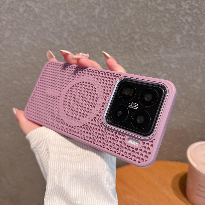 For Magsafe Magnetic Wireless Charging Luxury Solid Color Heat Dissipation Phone Case For Xiaomi 15 Ultra 13 14 Pro Bumper Cover