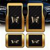 Set Of 4 Car Floor Mats Featuring A Golden Butterfly And Gem Pattern, Made From Polyester, Offering A Luxurious And Elegant Touc