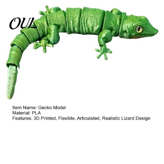 Personalized Novelty Gifts 3D Printed Articulated Gecko Figurine, Realistic Reptile Ornament with Movable Joints, Cute Posable Outdoor Garden