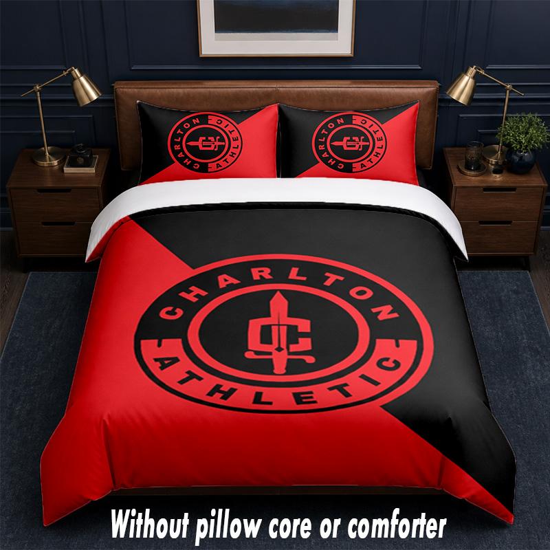 Charlton Athletic FC Design Bed Bedding Set 1 Duvet Cover + 2 Pillowcases Soft Breathable Household Bed Linens