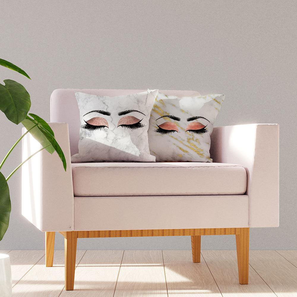 Marble Bright Diamond Eyes Eyelash Pillow Case Sofa Cushion Manicure Decoration Pillow