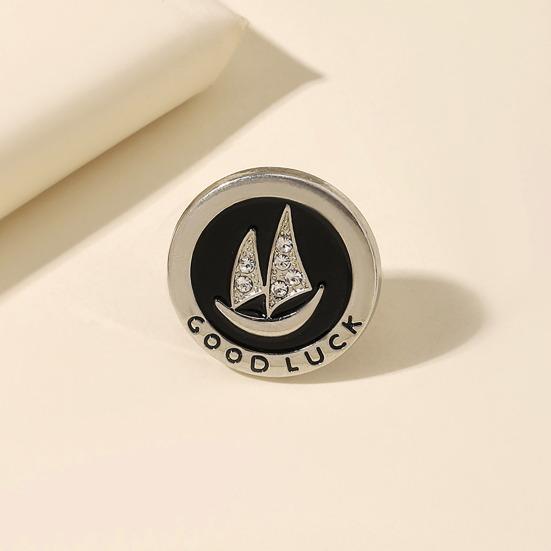 Brooch Pin Sparkling Rhinestones Inlaid Sailing Ship Pattern Smooth Polished Surface Suit Neck Badge Anti-exposure Buckle