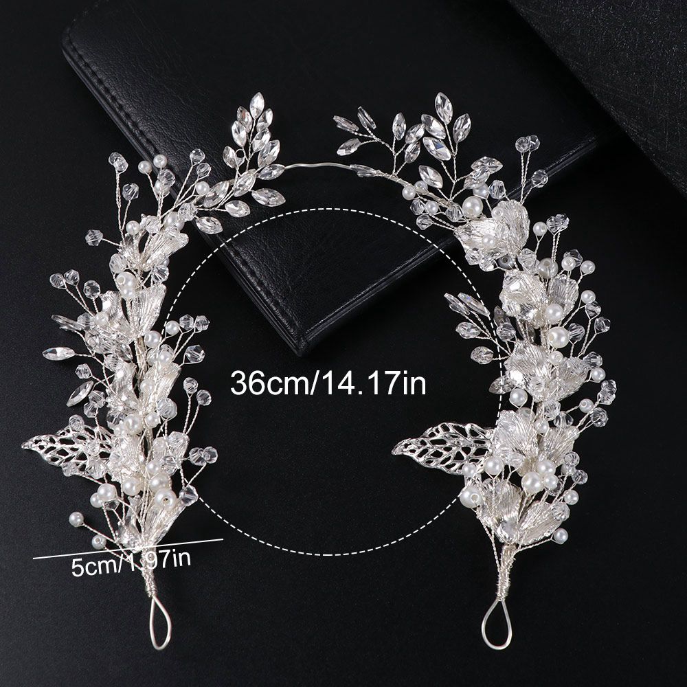 Handmade Crystal Headpiece Zinc Zinc Alloy Leaf Rhinestone Head Chain Retro Women Hair Jewelry  Prom