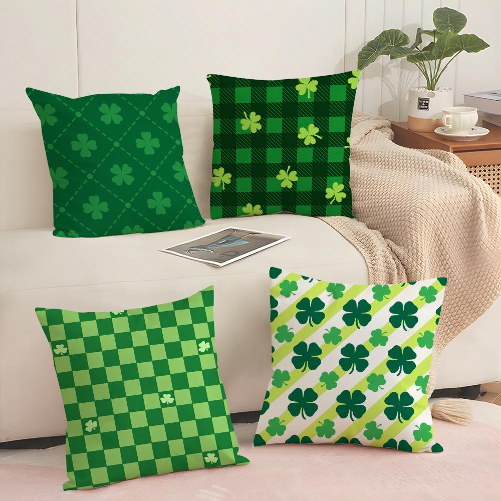 St. Patrick'S Day Gift Cushion Cover Soft Short Plush Pillow Cover Smooth Cozy Texture Aesthetic Cushion Case Home Decor
