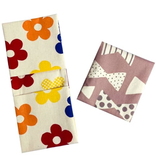 Set of 2 Sanitary Pouches [Ribbon & Flower Off-White] Menstrual Pouch, Sanitary Products, Cute, Stylish, Hygiene Goods, Small Item Organizer, Mini Pou