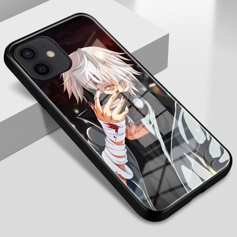 For iPhone 6 6S 7 8 14 Plus X XR XS 11 12 13 14 Pro Max SE2020 Tempered Glass Anti-Fall Anime Tokyo Ghoul Case