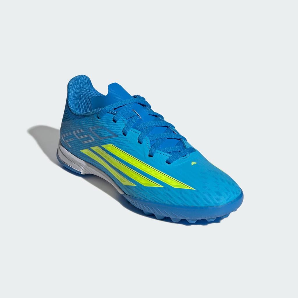 adidas F50 LEAGUE Turf Football Kids JR9017 Kids' Performance Sports Shoes Lucid Ray Blue / Team Solar Yellow 2 / Lucid Aquamarine