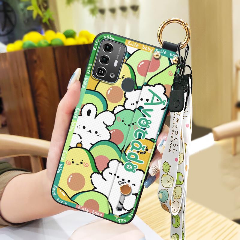 Phone Holder Protective Phone Case For ZTE Blade A53 Pro Durable Cute Back Cover Lanyard Anti-dust Fashion Design Ring