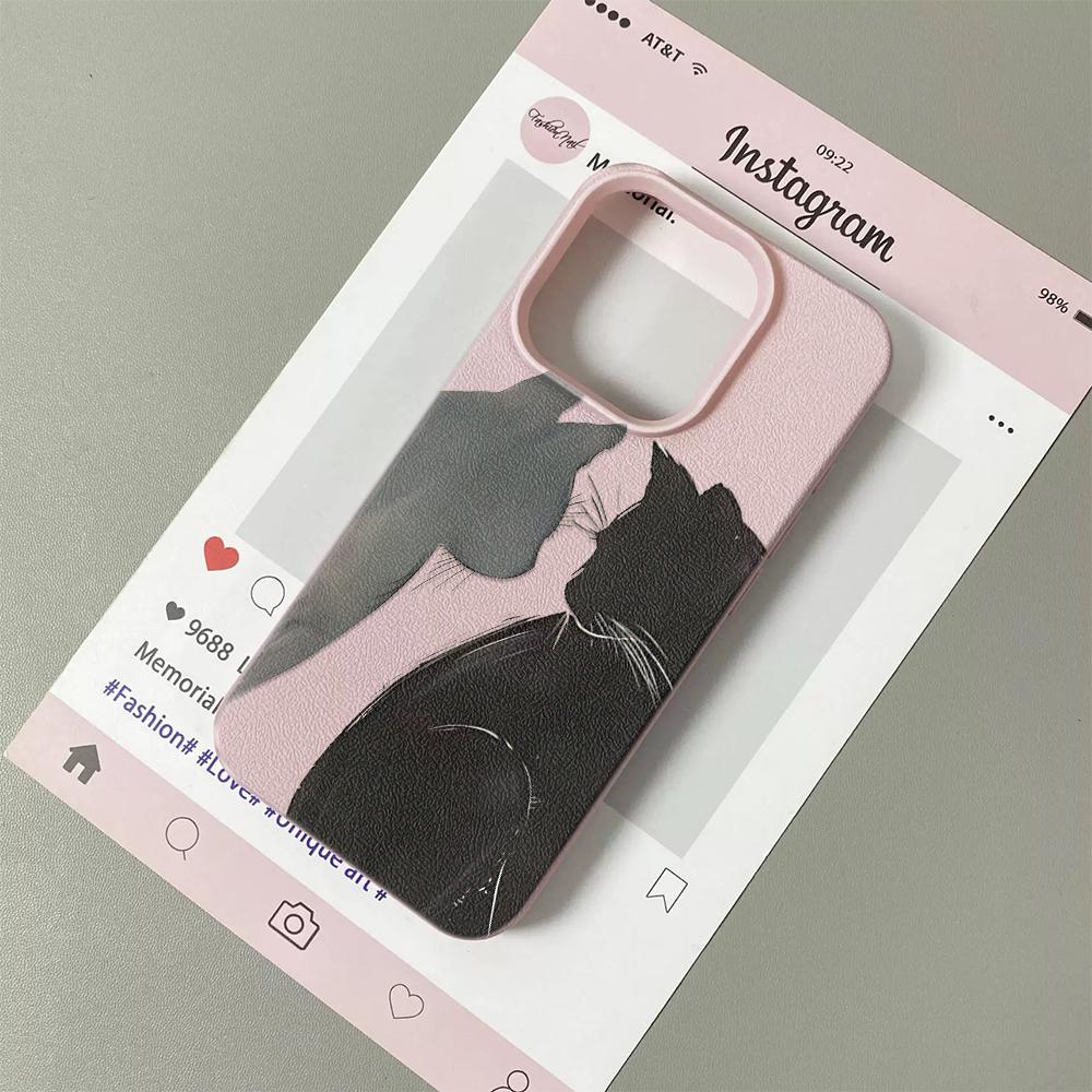 Couple Doodling Cats Phone Silicone Shockproof Case For IPhone 15 17 16 14 13 12 11 Pro Max 17 Air Phone Soft Protection Cover