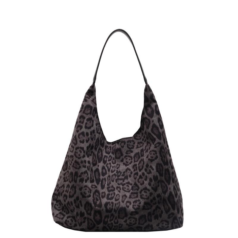 Ielgy Retro Fashion Leopard Print Tote Bag Korean Version Trendy Casual Large-Capacity One-Shoulder Female Bag