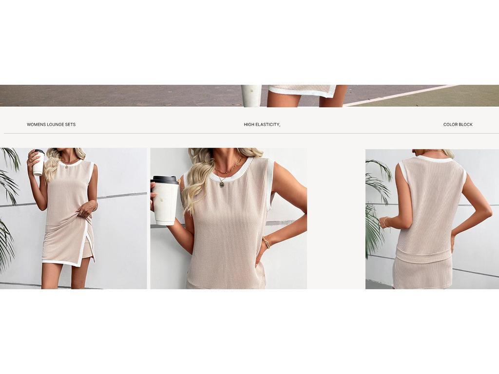 Women's Casual Round Neck Loose T-shirt and Elastic Waist Pants Skirt Set 2026