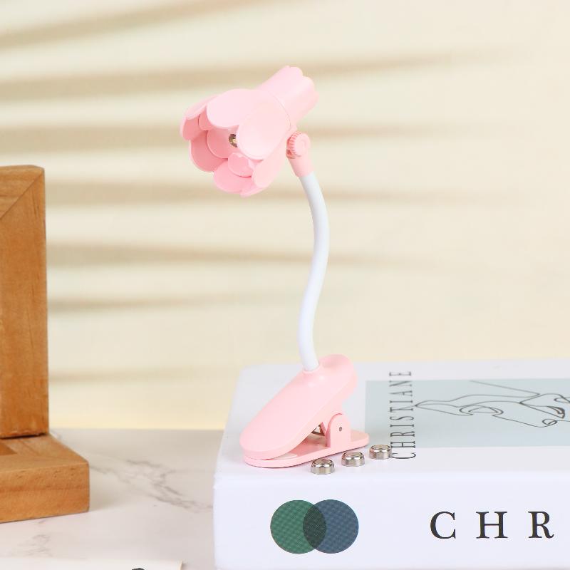 Flower Shaped Clip On Led Reading Light Desk Lamp Mini Eye Protection Book Lamp Warm Soft Light For Dorm Bed Desk Study Decor