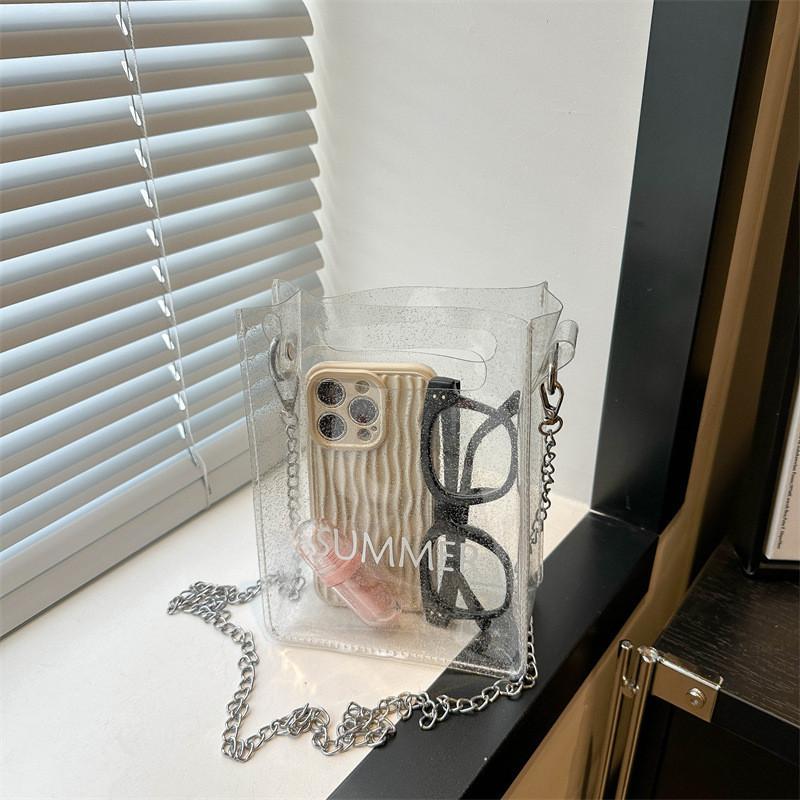 

Trendy Vintage Shoulder Bag For Women Pearl Transparent Summer 2024 Small Flap Bag Pearl Transparent