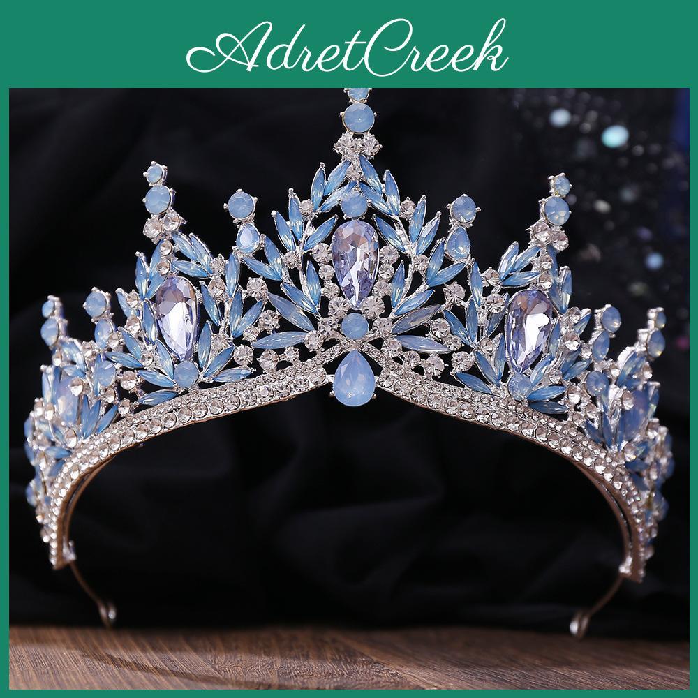 Big Drop Luxury Baroque Water Crystal Opal Tiara For Women Girls Wedding Bridal Birthday Party Crown Hair Dress Accessory