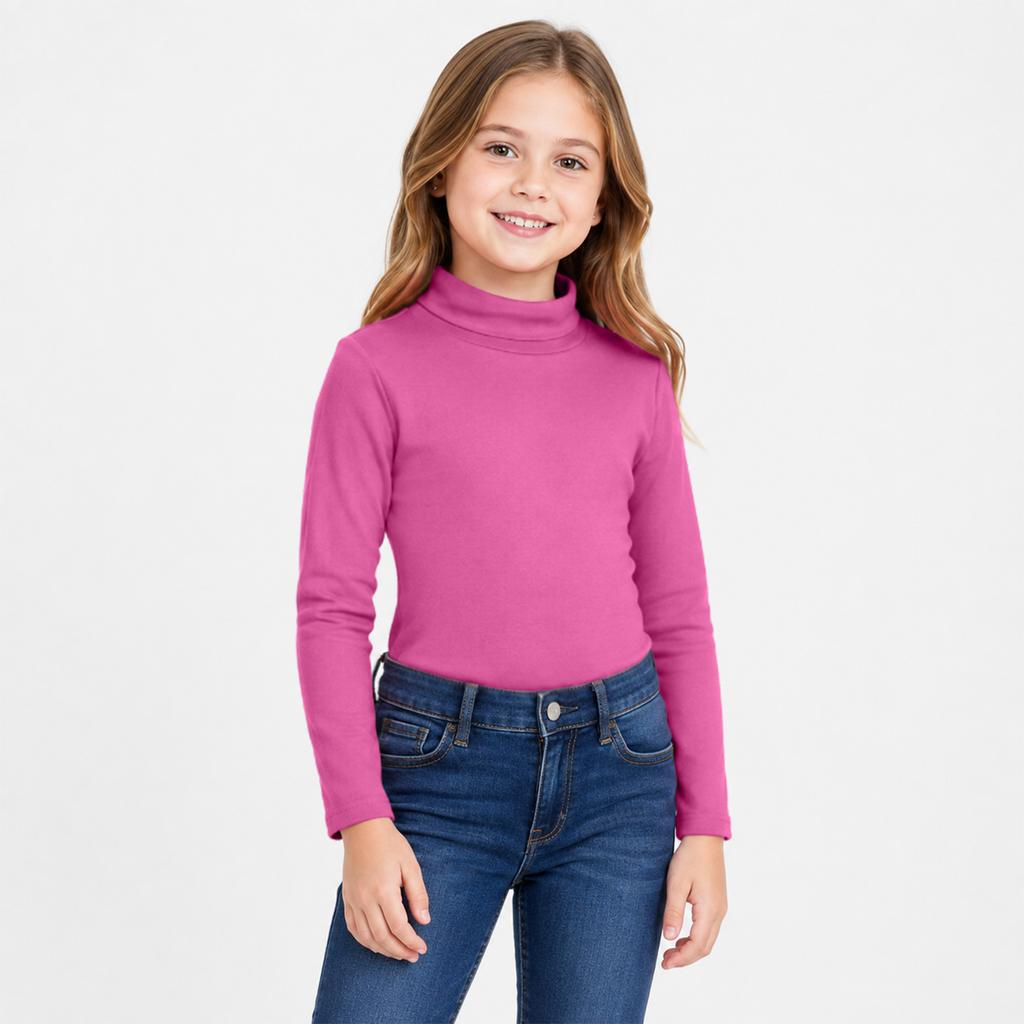 Unisex Kids Turtleneck Long Sleeve T-Shirt Color Winter Base Layer Top for Boys and Girls