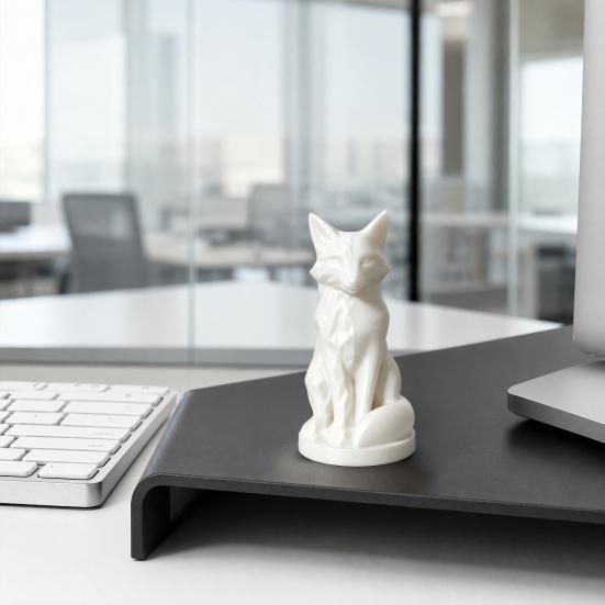 Geometric Faceted Fox Figurine, 3D Printed Sitting Fox Statue, Modern Art Fox Sculpture, Collectable Desktop Ornament for Home Table Shelf Decor