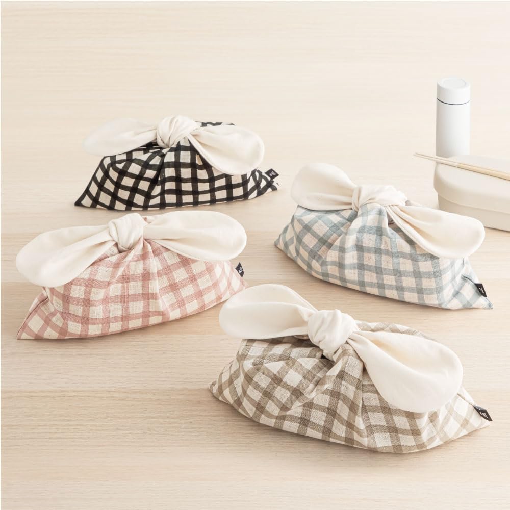Lunch Bag Ribbon Check Blue Gray Main Unit Width 28cm X Height 18cm Ribbon Total Length 23cm Lunch Bag Made In Japan Cotton No Gusset Easy To Dry