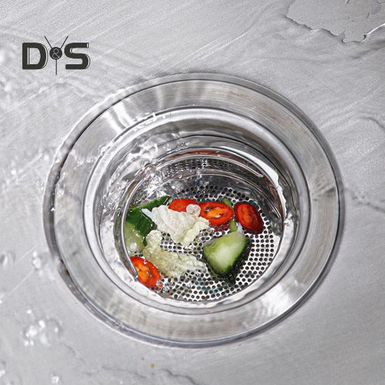 Filtre d'évier de cuisine en acier inoxydable Grand support de débris alimentaires Panier de vidange anti-obstruction à mailles fines Poignée facile à soulever Filtre d'égout durable