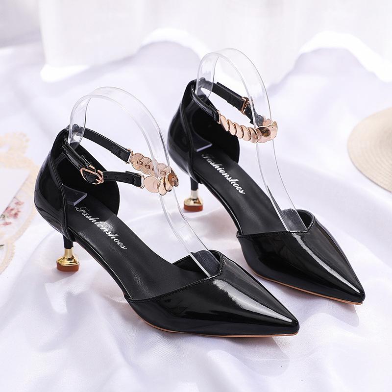 Summer New High-heeled Sandals Women's Fashion Versatile Bag Head Hollow Fashion Single Shoes Thin Heel Korean Version Women's Shoes