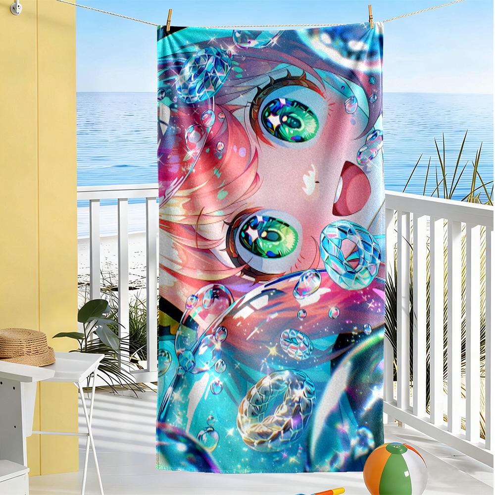 Anya Forger Beach Towel High Absorbency & Quick-Dry Comfortable Lightweight Suitable for Sports, Travel, Swimming, Yoga, Bathroom, Beach, And Pool