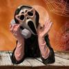 Screaming Ghost Figurine Halloween Ghost Face Statue Collectible Resin Horror Character Ornament for Mantel Cabinet Decoration