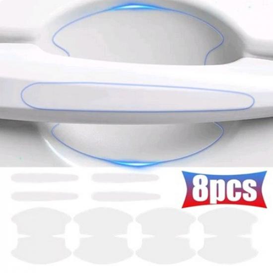 8x Transparent White Car Door Handle Bowl Protector Film Anti-Scratch Stickers