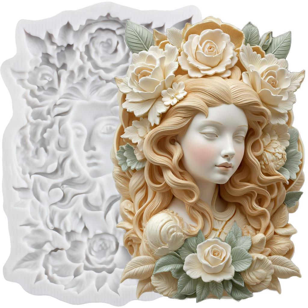 Flower Lady Silicone Mold Goddess Fondant Molds Cake Decorating Tools Theme Cake Dessert Decorated Chocolate Candy Mold