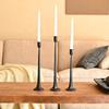 A Set Of 3 Black Iron Candlesticks, Suitable For 3/4 Inch Thick Candles, High Candlesticks, Suitable For Dining Table, Wedding And Home Decoration.