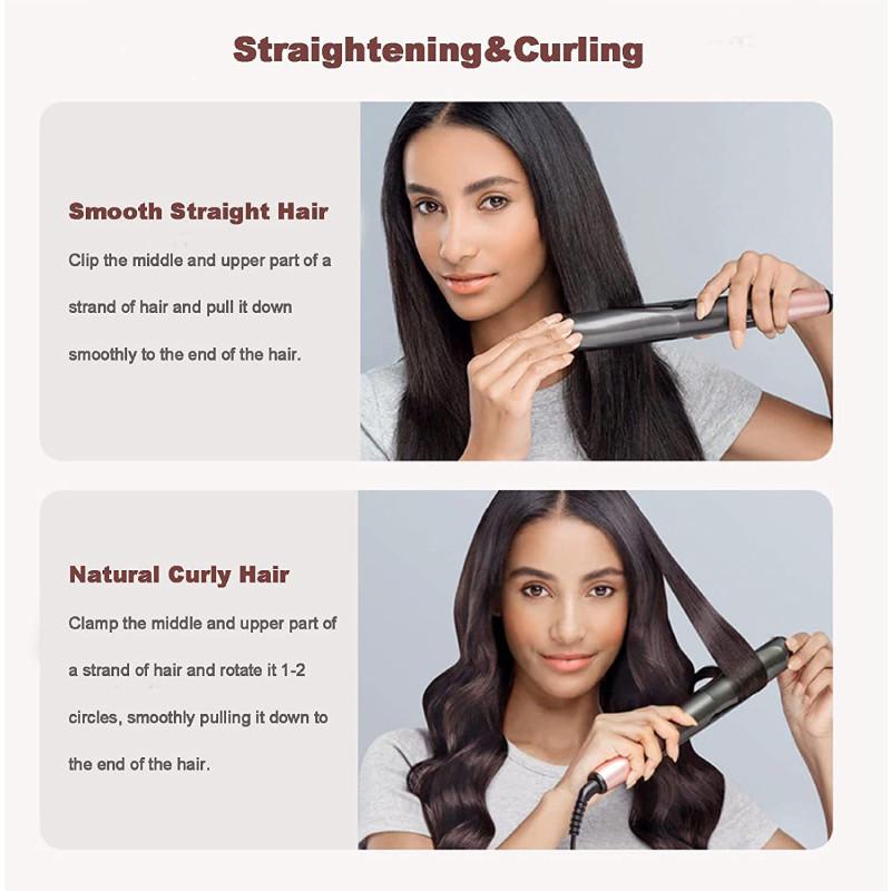 Hair Curler Straightener 2 In 1 Spiral Wave Curling Iron  Hair Straighteners