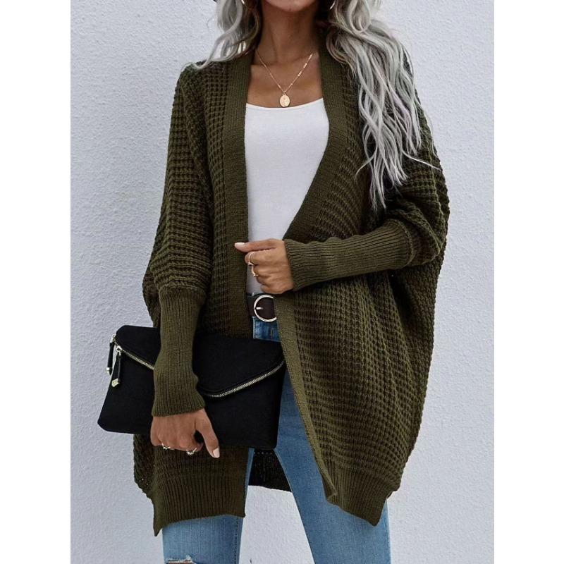 

Женский вязаный кардиган с V-образным вырезом на осень и зиму, летучая мышь, средней длины, свободный свитер для женщин One Size