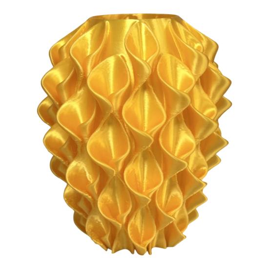

3D Printed Red Gold Flower Vase Sculptural Wave Geometric Textured Decorative Ripple Vase Modern Boho Home Decor for Coffee Table Shelf Entryway