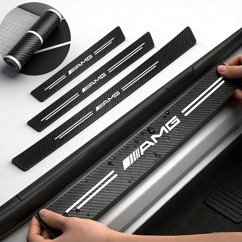 1Set Car Door Decals Carbon Fiber Threshold Anti Scratch For Mercedes Benz AMG Smart W205 C300 W203 W206 W108 W124 W126 W140