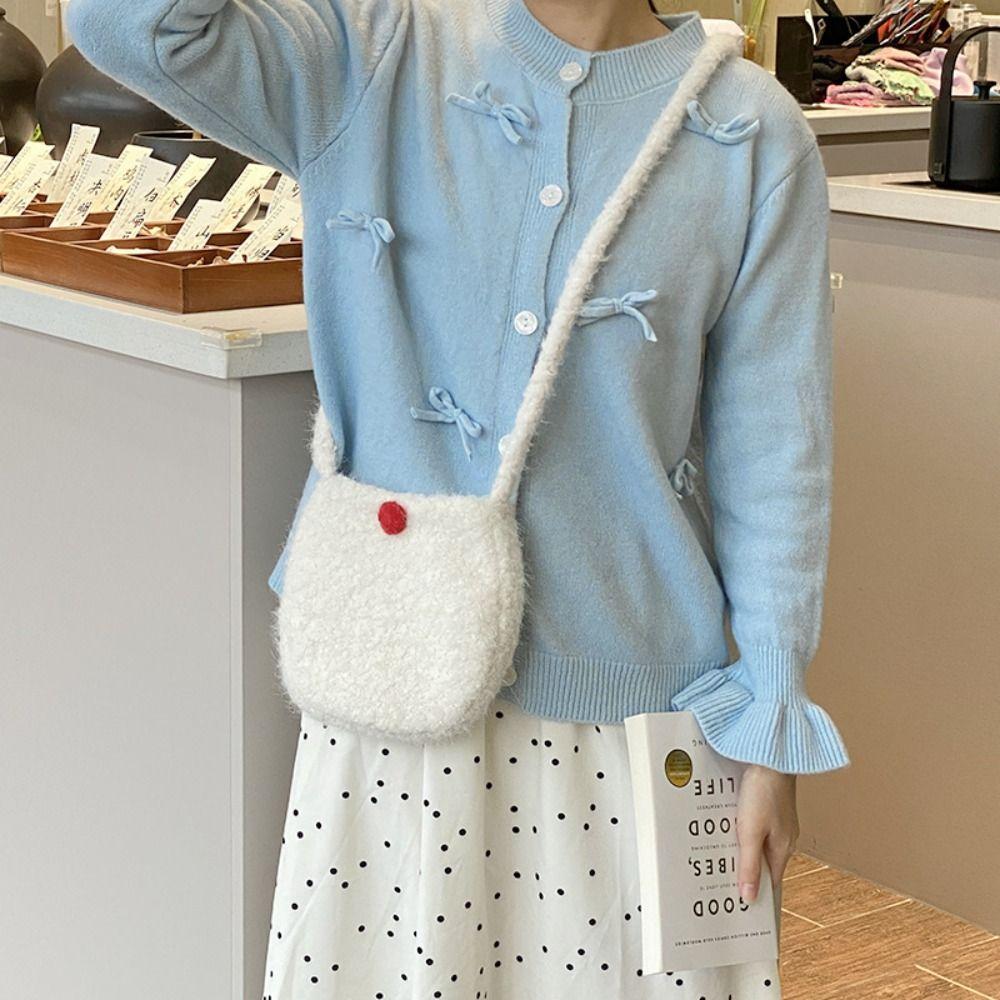 Soft Women Bucket Bag Sweet Winter Shoulder Bag Fashion Plush Crossbody Bag  Travel