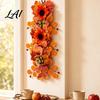 Elegant Multi-layer Maple Leaf Wreath Artificial Fall Sunflower Wall Hanging Garland with Butterfly Autumn Lifelike Butterfly Harvest for