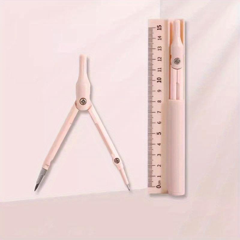 3-in-1-Geometrie-Set mit Zirkel und Lineal, Bleistift, multifunktionaler Zeichenzirkel für die Schule, Mathematik, Geometrie-Werkzeug, Schreibwaren
