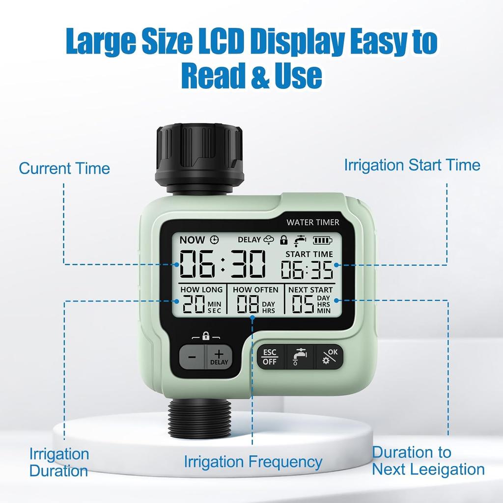 CROSOFMI Watering Timer,Sprinkler Timer Programmable Garden Outdoor Hose Faucet Timer with Rain Delay/Manual/Automatic Watering System,Waterproof