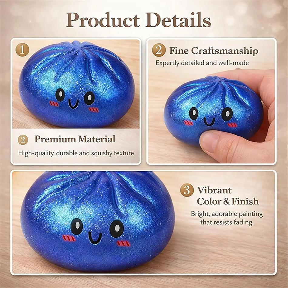Heißer Glitzer Knödel Squishy mit Box Knödel Sensorisches Quetschspielzeug zur Stressbewältigung Geschenk für Fans Heim- und Bürodekoration