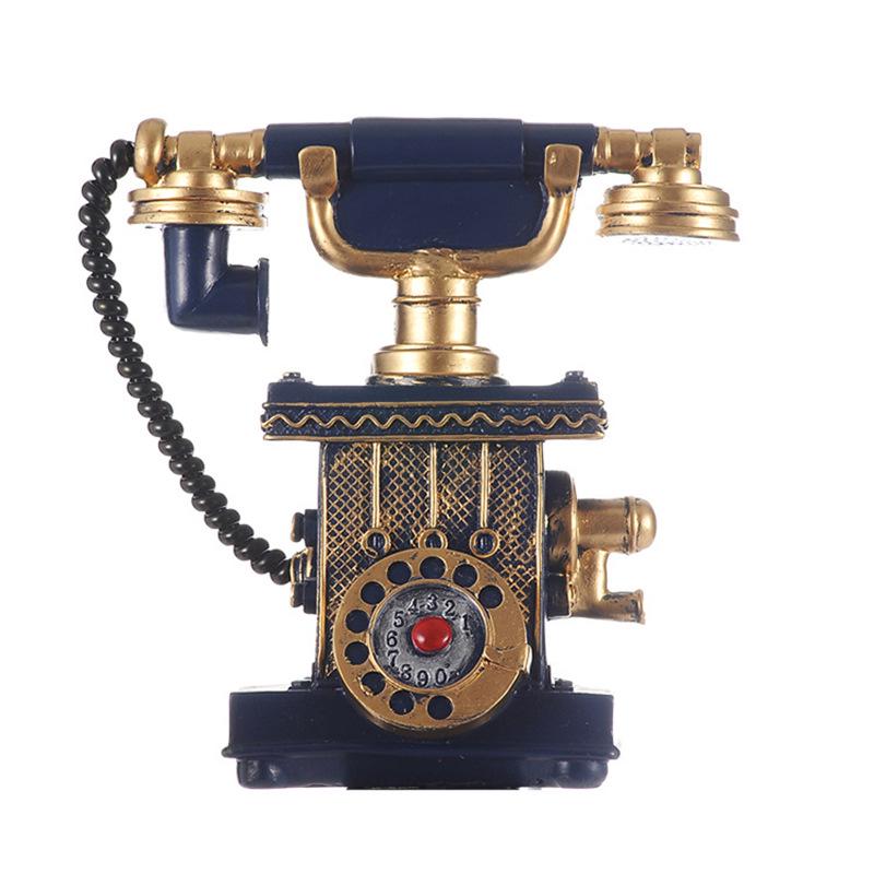 7.4" Retro Resin Telephone Figurine Vintage Rotary Dial Phone Craft Bar Coffee Shops Decorative Statues Sculptures