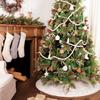 White Knitted Christmas Tree Skirt with Tie-Up Apron