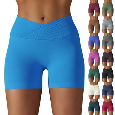 Damenmode Einfarbige Cross Yoga Shorts Laufen Fitness Atmungsaktive 3/4 Hose