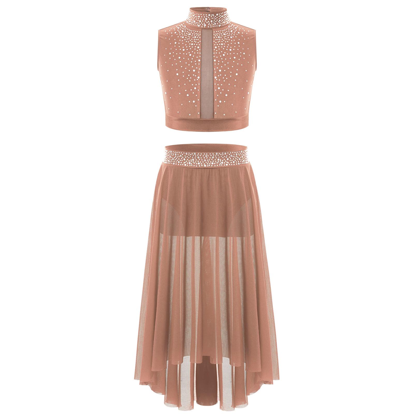 

Одяг для ліричних танців для дівчаток з макетним вирізом без рукавів і замковою щілиною 15-16 Years маунтбаттен рожевий колір