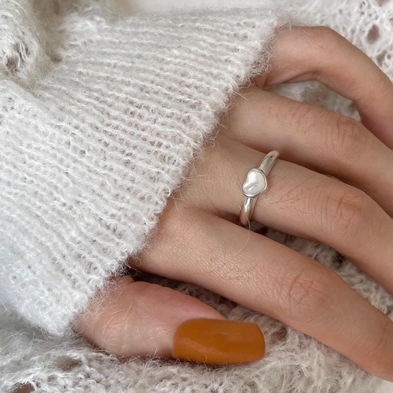 Xiaomi BF CLUB 925 Sterling Silver Ring For Women Jewelry Heart Stone Simple Open Vintage Handmade Ring Allergy For Party Birthday Gift