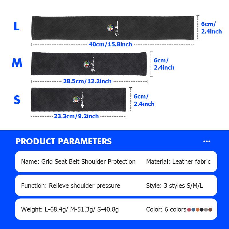 ZNBUA1 Car Safety Seat Belt Shoulder Breathable Protection Padding Pad For Alfa Romeo Giulietta GT 159 147 156 Mito Brera Giulia Spider