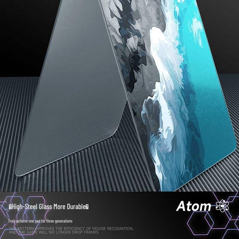 Atom Adam Tempered Photovoltaic Glass Mouse Pad – Smooth, Upgraded FPS Gaming Desk Mat for Office and Home