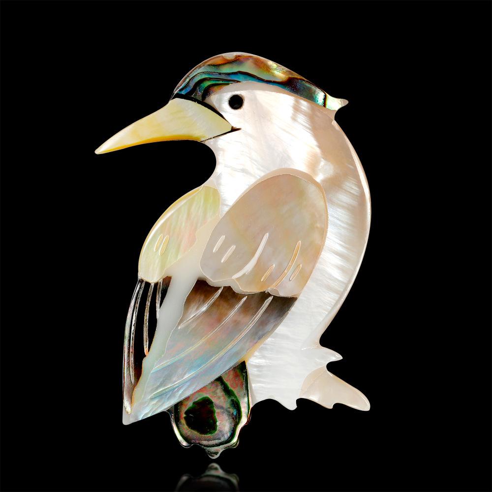 

Fashion Retro Shell Bird Shape Brooches Fashionable High-end Breastpin for Women Beige #1