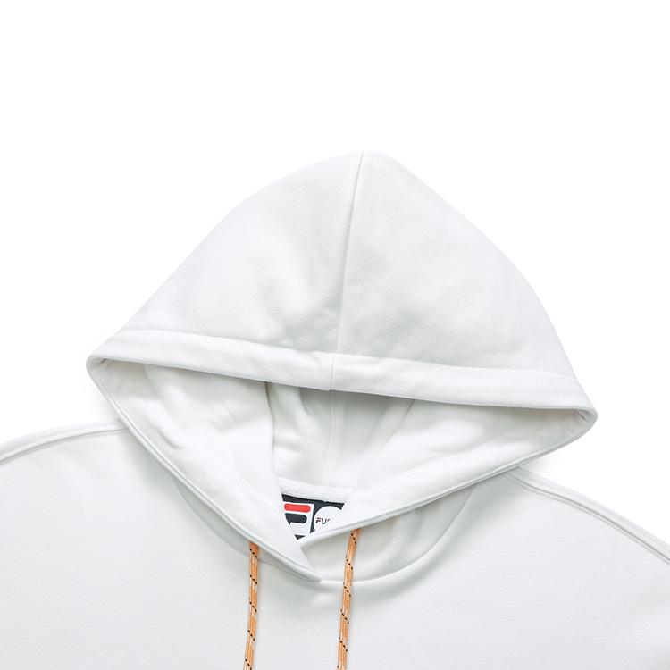 FILA Fusion Logo Print Loose Fit Cropped Hoodie Retro American Sweatshirt Women hoodies White T11W213203F-WT