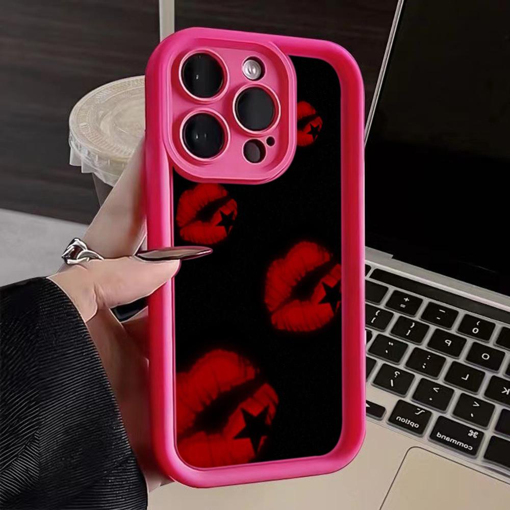 

LZ19 Lips kiss art силиконовый чехол для телефона iPhone 11 13 14 15 16 Pro Max 7 8 16 Plus 12 mini XS Max XR противоударный чехол на заднюю панель for iPhone 16 Pro Max