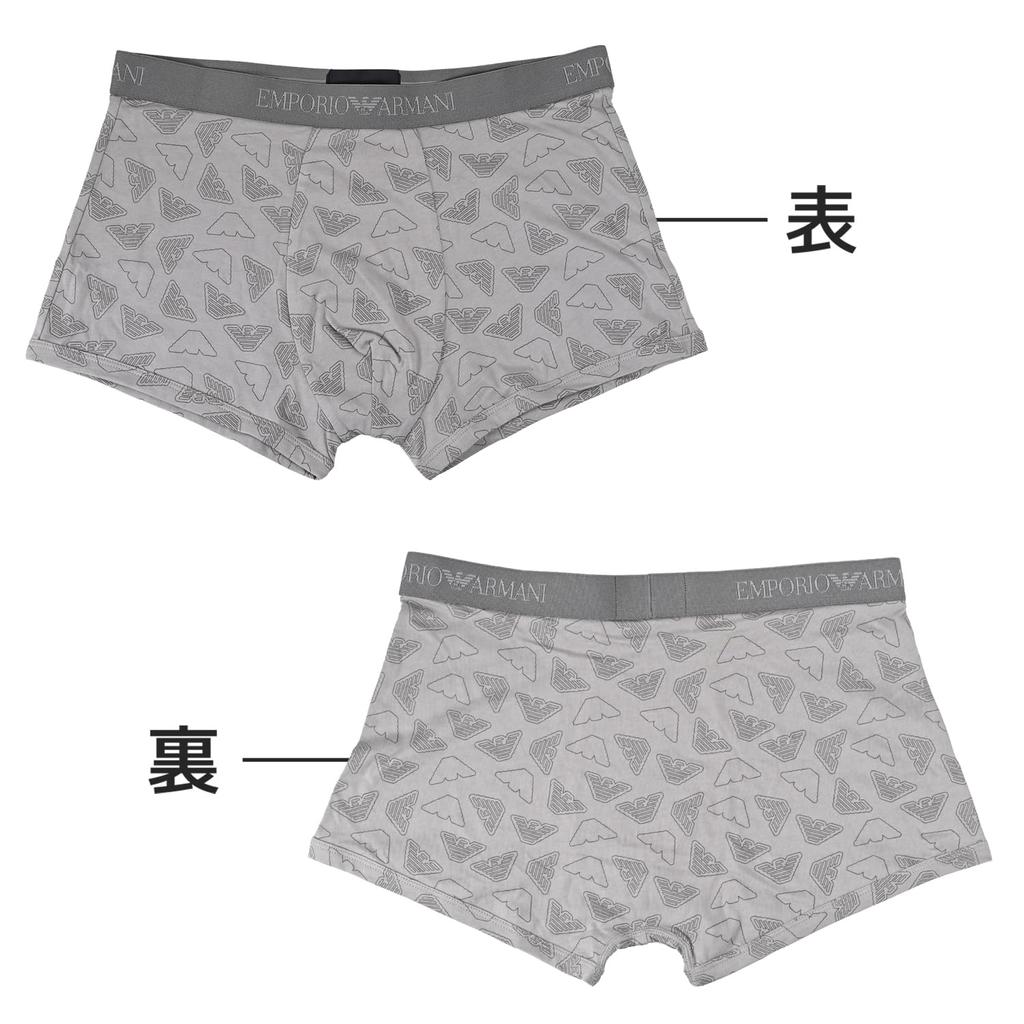 Emporio Armani men's boxer briefs, plain with logo, 3-pack, XL size, black/gray, EM000260 AF20671 MC374, Made in Italy [Parallel Import]