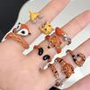 Cartoon Niedlich Fuchs Tiger Offener Ring Set Tropfender Emaille Personalisierter Mode High-End Schmuck Damen
