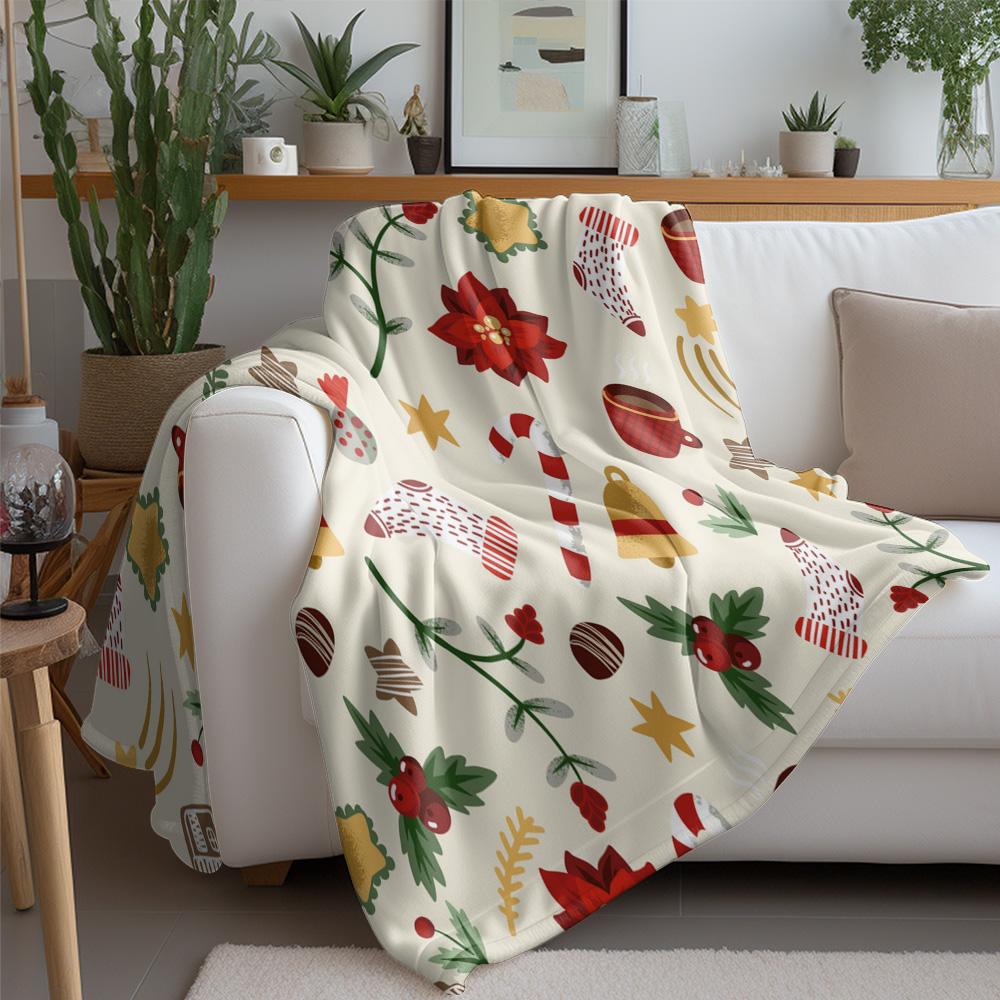 TU Cozy Christmas Throw Blanket Soft Festive Holiday Decor Farmhouse Style Winter Warm Flannel Bedspread Gift Idea